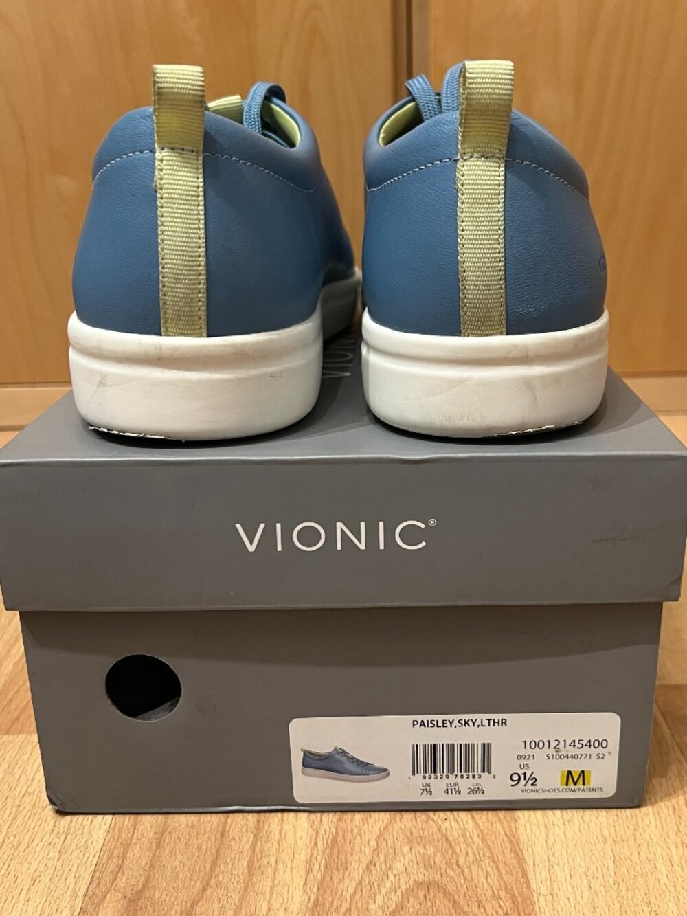 Vionic Paisley Leather Low Top Sneakers Tennis Shoes Women's Size 9.5 M Sky Blue - Picture 4 of 12